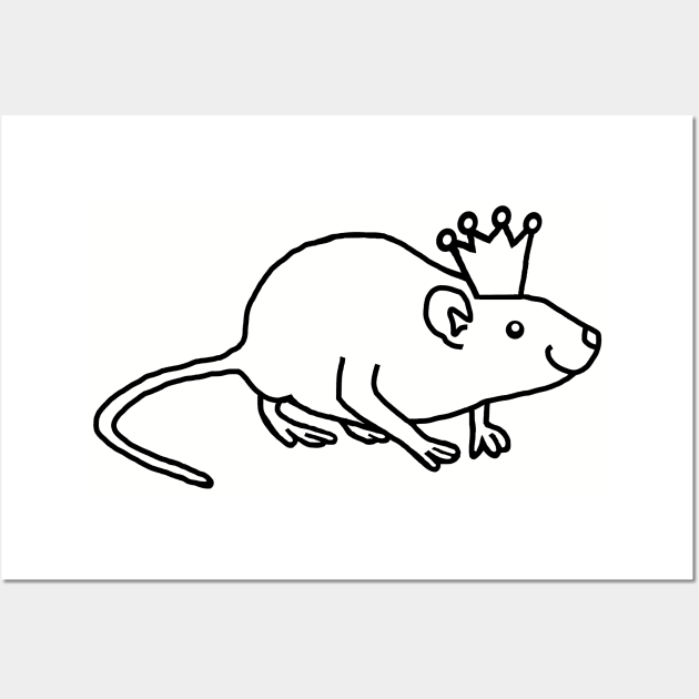 Minimal Rat wearing a Crown Wall Art by ellenhenryart